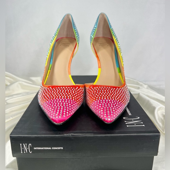 🔥 NEW Inc Rhinestone Pump Sandal Rainbow Colorful Shoe Size 11 - Picture 5 of 10